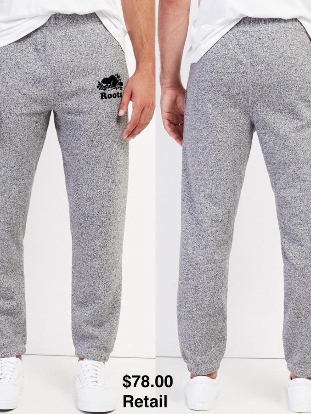 Roots Men’s Heather Grey Joggers with Logo